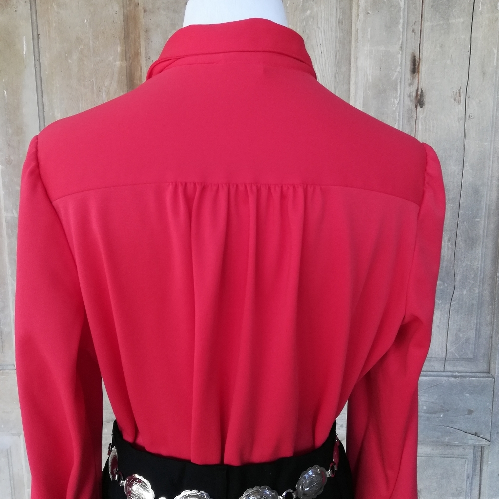 Vintage Red Polyester Blouse - image 4